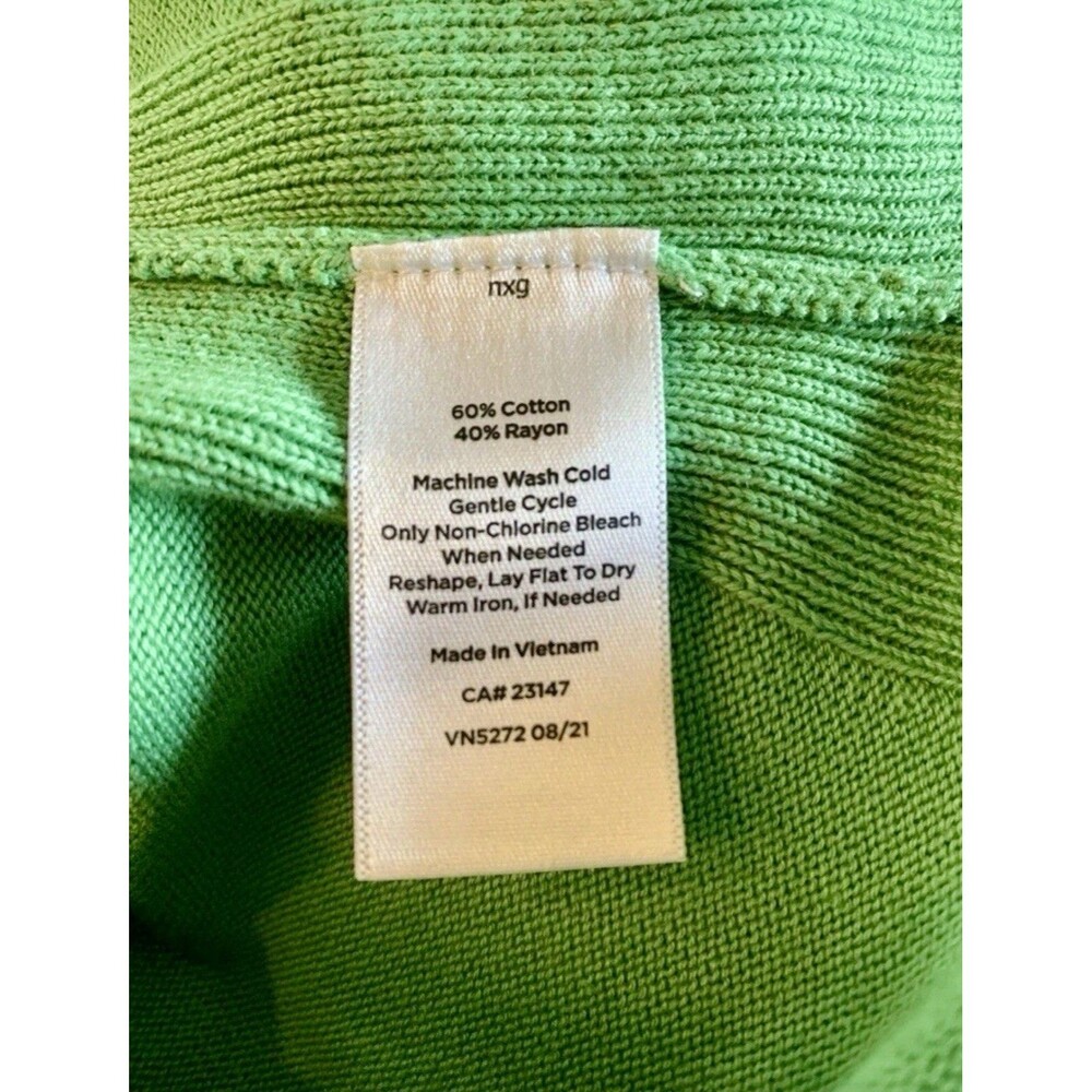 Talbots Tip Par Green Gray Button Up Long Sleeve Cardigan Sweater Size Medium - Picture 6 of 8